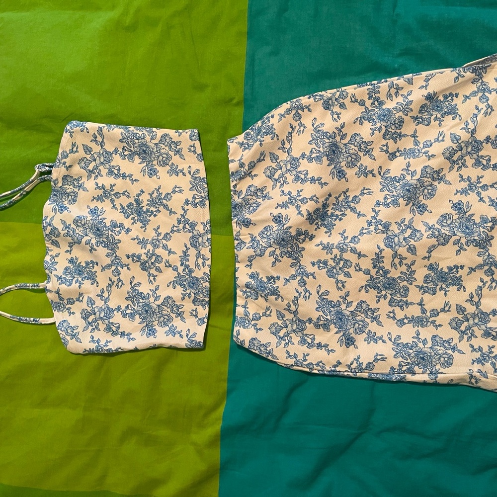 SHEIN Blue Floral Skirt Set